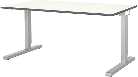 mauser, mauser Rechtecktisch, C-Fuß BxT 1600 x 800 mm Platte weiß, Gestell alufarben, mauser Rechtecktisch, C-Fuß, BxT 1600 x 800 mm, Platte weiß, Gestell alufarben