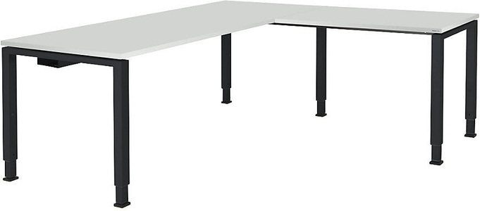 mauser, mauser Schreibtisch, verkettet, Fußform Quadrat-/Rechteckrohr HxBxT 650 - 850 x 1800 x 800 mm, Winkelansatz rechts (Breite 1000 mm) Platte lichtgrau, Gestell, mauser Schreibtisch, verkettet, Fußform Quadrat-/Rechteckrohr, HxBxT 650 - 850 x 1800 x 800 mm, Winkelansatz rechts (Breite 1000 mm), Platte lichtgrau, Gestell anthrazitgrau