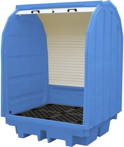undefined, PE-Gefahrstoffdepot mit Jalousie für 4 x 200-l-Fässer Auffangvolumen 410 l, eurokraft basic PE-Gefahrstoffdepot mit Jalousie, für 4 x 200-l-Fässer, Auffangvolumen 410 l