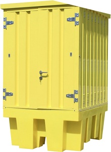 QUIPO, QUIPO Stahl- / PE-Gefahrstoffdepot für 1 x 1000-l-IBC / KTC, Volumen 1100 l HxBxT 2405 x 1425 x 1840 mm, Stahl- / PE-Gefahrstoffdepot, für 1 x 1000-l-IBC / KTC, Volumen 1100 l, HxBxT 2405 x 1425 x 1840 mm