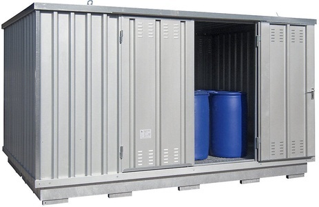 undefined, Gefahrstoff-Lagercontainer für gewässergefährdende Medien Außen-HxBxT 2400 x 4075 x 2875 mm verzinkt, LaCont Gefahrstoff-Lagercontainer für gewässergefährdende Medien, Außen-HxBxT 2400 x 4075 x 2875 mm, verzinkt