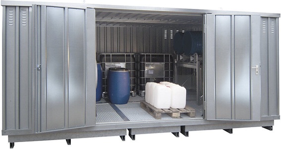 undefined, Gefahrstoff-Lagercontainer für gewässergefährdende Medien Außen-HxBxT 2605 x 5075 x 4330 mm verzinkt, LaCont Gefahrstoff-Lagercontainer für gewässergefährdende Medien, Außen-HxBxT 2605 x 5075 x 4330 mm, verzinkt