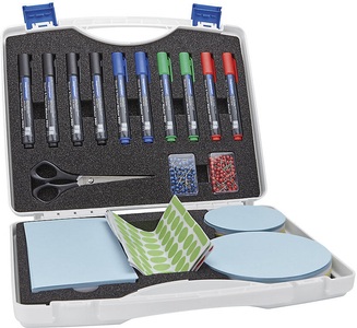 magnetoplan, magnetoplan Moderationsbox mit Komplett-Zubehör HxBxT 275 x 340 x 85 mm, Magnetop Moderationsbox mini, blau, 110002