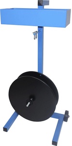 undefined, Abroller für Kunststoff-Umreifungsband für Bandbreite 13 - 16 mm, fahrbar, mit Ablagefach Kern-Ø 62 mm, ratioform Bandabroller für PP-Band, für Kurzrollen, Bandbreite 13 - 16 mm, fahrbar, mit Ablagefach