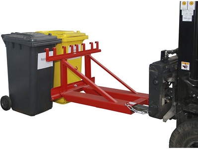 undefined, Mülltonnenheber für 2 Tonnen feuerrot, Bauer Mülltonnen-Heber MH-II, mit Gummianschlag, für 2x 80- bis 360-L-MGB und 1x 1100-L-MGB, L 1030 x B 1070H 680 mm, lackiert, feuerrot RAL 3000