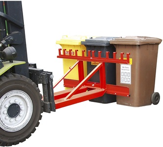 undefined, Mülltonnenheber für 3 Tonnen feuerrot, Bauer Mülltonnen-Heber MH-III, mit Gummianschlag, für 3x 80- bis 360-L-MGB, L 1030 x B 1595 x H 680 mm, lackiert, feuerrot RAL 3000