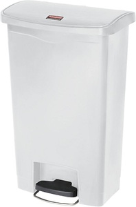 Rubbermaid, Rubbermaid Tretabfallsammler Volumen 50 l, BxHxT 456 x 719 x 292 mm weiß, Rubbermaid Tret-Abfallbehälter Slim Jim® mit Pedal an der Breitseite, Kunststoff, 50 l, weiss