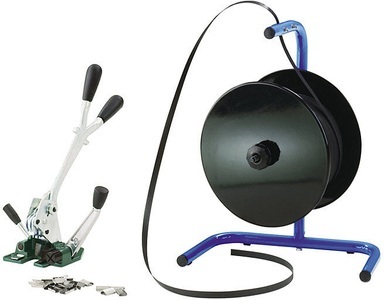 undefined, Umreifungs-Set bestehend aus Spann- und Verschlussgerät, tragbarem Bandabroller, 500 m Band und Verschlusshülsen Bandbreite 13 mm, ratioform Umreifungs-Set, PP-Band, Spann- und Verschlussgerät, tragbarer Abroller, Band, Verschlusshülsen, Bandbreite 13 mm