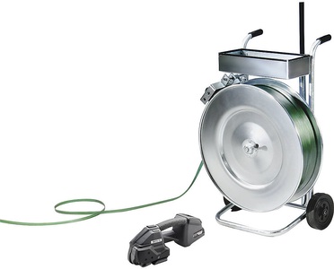 undefined, PET-Umreifungsset für höchste Ansprüche Bandabroller fahrbar, Einfädelstab, Akku-Umreifungsgerät Polyesterband Breite 16 mm, ratioform Umreifungs-Set, PET-Band, vollautomatisches Umreifungsgerät, fahrbarer Abroller, Band, Einfädelstab, Bandbreite 16 mm