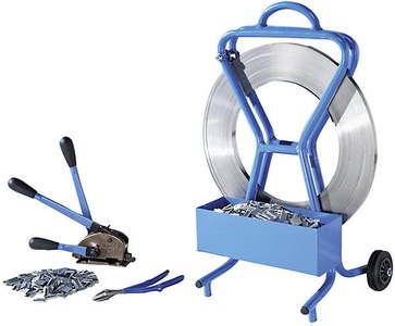 undefined, Umreifungs-Set bestehend aus Spann- und Verschlussgerät, Bandabroller, Schere, 240 m Stahlband und Verschlusshülsen Bandbreite 16 mm, ratioform Umreifungs-Set, Stahlband, Spann- und Verschlussgerät, Schere, Abroller, Band, Verschlusshülsen, Bandbreite 16 mm