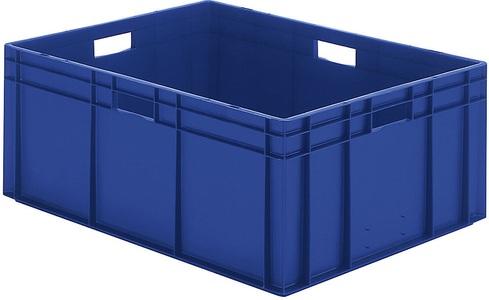 undefined, Euro-Format-Stapelbehälter, Wände und Boden geschlossen LxBxH 800 x 600 x 320 mm blau, VE 2 Stk, Euro-Stapelbehälter, Wände + Boden geschlossen, 127 Liter, blau, Griffe