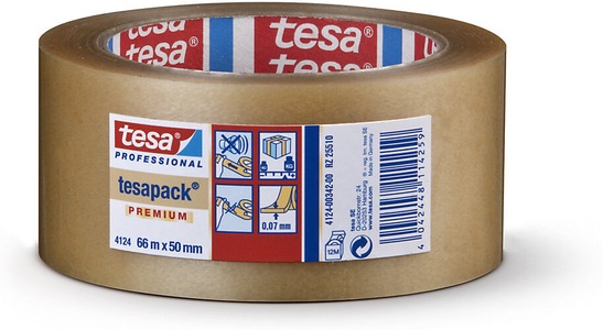 Tesa, tesa PVC-Klebeband tesa® 4124 VE 36 Rollen, transparent, tesa PVC-Packband, tesapack® 4124 Premium, VE 36 Rollen, transparent, Bandbreite 50 mm