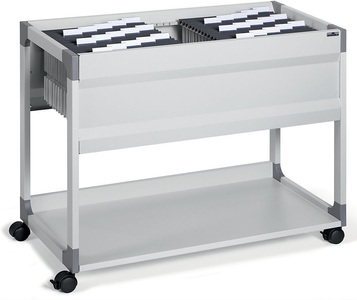 Durable, DURABLE Hängemappenwagen für 100 Mappen, 1 Etage, 1 Ablageboden lichtgrau, Hängemappenwagen für 100 Mappen + Aktenordnerablage, grau