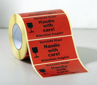 undefined, Warnetiketten 1000 Stk je Rolle, VE 3 Rollen Aufdruck ''Vorsicht Glas'', ratioform Warnetiketten, 1000 Stk je Rolle, VE 3 Rollen, Aufdruck ''Vorsicht Glas''