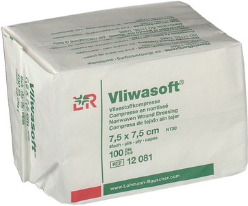 Lohmann & Rauscher, Lohmann & Rauscher Vliwasoft® Vliesstoffkompresse 7,5 x 7,5 cm, Vliwasoft Vliesstoffkomprresse 7.5x7.5cm, 4-lagig (100 Stk)
