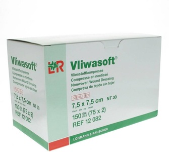 Lohmann & Rauscher, Lohmann & Rauscher Vliwasoft® Vliesstoffkompresse 7,5 x 7,5 cm, Vliwasoft® Vliesstoffkompresse 7,5 cm x 7,5 cm 4lagig steril