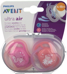 Avent, Avent Philips® Avent Ultra air Scher 6-18 Monate BPA-frei, Avent Ultra Air Silikon Mix Schnuller 6-18 Monate (Farbe nicht wählbar)