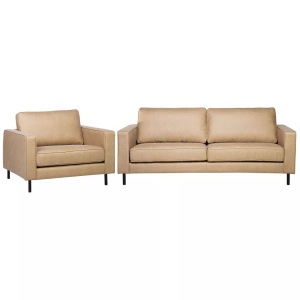 Beliani, Beliani Sofa Set Leder beige 4-Sitzer SAVALEN, Beliani - Wohnzimmer Set aus Kunstleder SAVALEN, One Size, Perle