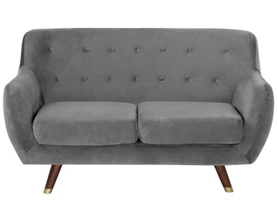 Beliani, Beliani 2-Sitzer Sofa Samtstoff grau BODO, Beliani - 2 Sitzer Sofa aus Samtstoff BODO, One Size, Taubengrau