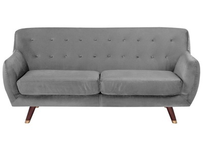 Beliani, Beliani 3-Sitzer Sofa Samtstoff grau BODO, Beliani - 3 Sitzer Sofa aus Samtstoff BODO, One Size, Taubengrau