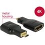 Delock, micro HDMI-D Stecker > HDMI-A Buchse 4K, Adapter, micro HDMI-D Stecker > HDMI-A Buchse 4K, Adapter