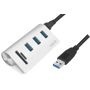 Logilink, Logilink CR0045 - USB 3.0 3-Port Hub mit Kartenleser und Aluminiumgehäuse, LogiLink CR0045 3+2 Port USB 3.0-Hub mit Aluminiumgehäuse, mit eingebautem SD-Kartenleser Silber