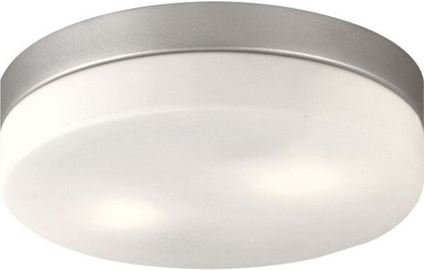 Globo, GLOBO VRANOS Außenleuchte Aluminium silber metallic, Glas opal, IP44, D:240, H:65, exk, Außen-Deckenleuchte Vranos, silberfarben, Ø 24 cm, Alu