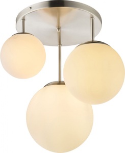 GLOBO JOEL Deckenleuchte nickel matt, Glas opal weiß, Glaskugel-DM: 1 x 15 cm, 1 x 20