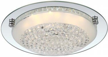 Globo, GLOBO FROO Deckenleuchte chrom, Glas satiniert, K5 Kristalle klar, D:315, H:90, inkl., Deckenleuchte Froo 32x32