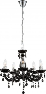 Globo, GLOBO CUIMBRA II Luster Chrom schwarz, Acrylkristalle, D:440, H:1280, exkl. 5xE14 40W, Globo KRONLEUCHTER 46/128 cm , 63110-5 , Schwarz, Chromfarben , Metall, Glas , 128 cm , mit Behang , 004558198901