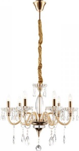 Globo, GLOBO MELISSA Luster goldfarben, Glas klar, K9 Kristalle klar, D:565, H:1150, exkl. 6x, Luster Melissa