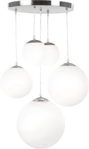 Globo, GLOBO BALLA Hängeleuchte nickel matt, Glas opal satiniert, 5 Kugeln, verschiedene Größ, Hängeleuchte Balla