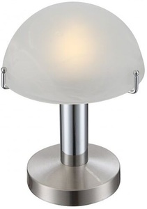 Globo, GLOBO OTTI Tischleuchte Chrom nickel matt, Glas Alabaster Optik weiß, inkl. 10646 LED, Tischleuchte Otti