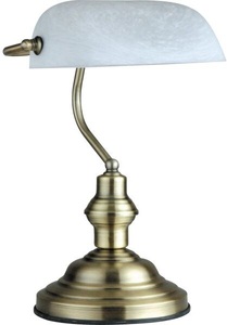Globo, GLOBO ANTIQUE Tischleuchte altmessing, Glas Alabaster Optik weiß, Schalter, LxBxH:250x, 