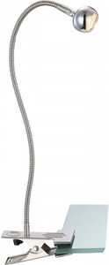 Globo, GLOBO SERPENT Klemmstrahler nickel matt, Chrom, Acryl, Flexo, Schalter, BxH:430x480, i, LED-Klemmleuchte Serpent mit Flexarm