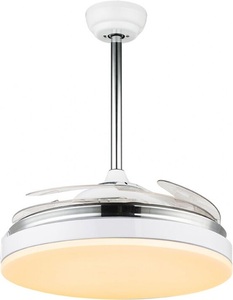 Globo, GLOBO CABRERA Ventilator Metall weiß, Chrom, Acryl opal, Acryl klar, Flügel einklappba, LED-Deckenventilator Cabrera, CCT, weiß
