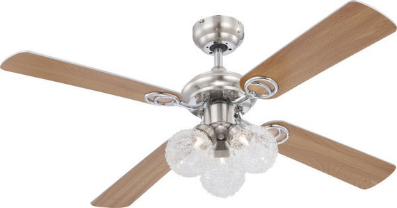 Globo, GLOBO ENIGMA Ventilator Chrom nickel matt, Glas klar, 3 Stufen, rechts-links Lauf, Zug, Ventilator Enigma