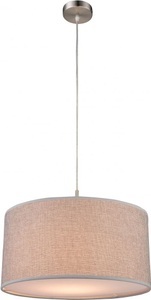 Globo, GLOBO PACO Hängeleuchte nickel matt, Kunststoff, Textil grau, Acryl satiniert, inkl. A, Globo HÄNGELEUCHTE 40/140 cm , 15185H , Grau , Textil , 140 cm , 004558055101