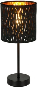 Globo, GLOBO TUXON Tischleuchte Metall schwarz, Samt schwarz goldfarben, Schalter, D:150, H:3, 