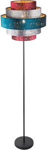 Globo, GLOBO TICON Stehleuchte Metall schwarz, Samt multicolor, Schalter, D:450, H:1640, exkl, 