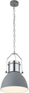 Globo, GLOBO KUTUM Hängeleuchte Chrom, Metall grau, Schirm innen weiß, D:270, H:1200, exkl. 1, 