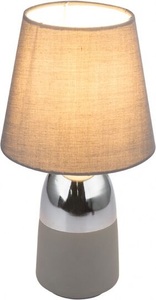 Globo, GLOBO EUGEN Tischleuchte Chrom grau, Textil grau, Textilkabel schwarz-weiß 1,5 m, Touc, Tischleuchte Eugen