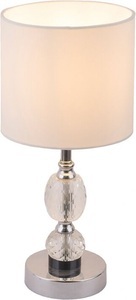 Globo, GLOBO BRONN Tischleuchte Chrom, Textil weiß, Kristallglas klar, Schalter, D:210, H:470, Tischleuchte Bronn