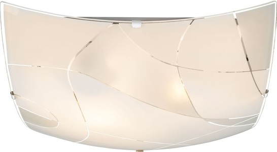 Globo, GLOBO PARANJA Deckenleuchte weiß chrom, Glas satiniert, Dekorlinien, LxBxH:300x300x65,, Deckenleuchte Paranja, eckig, 30x30cm, gemustert