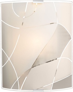 Globo, GLOBO PARANJA Wandleuchte weiß chrom, Glas satiniert, Dekorlinien, LxB:220x225, AL:65,, Wandleuchte Paranja Chrom satiniert weiss