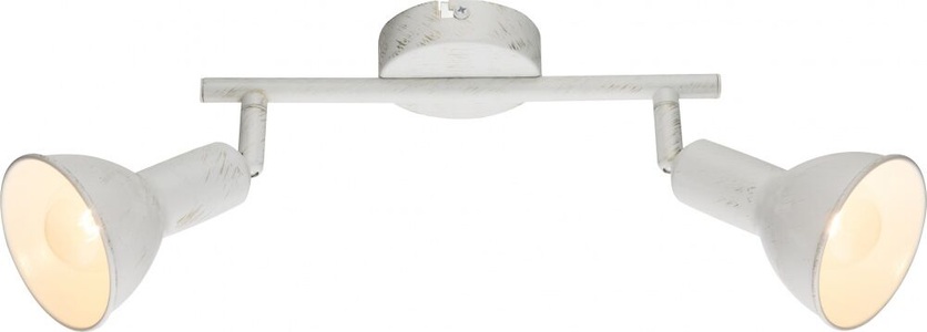 Globo, GLOBO CALDERA Strahler Metall weiß gold patiniert, LxBxH:250x150x185, exkl. 2xE14 40W, Deckenleuchte Metall weiss 2xE14
