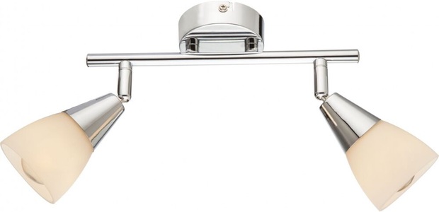 Globo, GLOBO TADEUS Strahler Chrom, Glas opal, LxH:250x150, exkl. 2xE14 40W 230V - GLOBO 5491, Deckenleuchte Chrom 2xE14 25x15