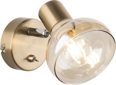 Globo, GLOBO DONTO Strahler Metall goldfarben antik, Glas amber, Schalter, BxH:100x115, AL:13, 