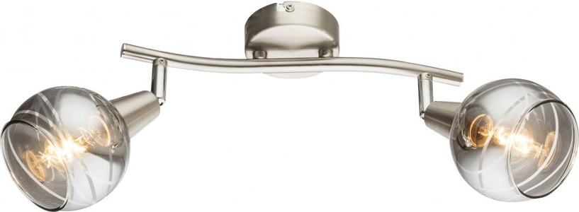 Globo, GLOBO ROMAN LED Strahler nickel matt, Glas rauch klar, inkl. 10585 LED LM, LxH:280x210, LED Deckenleuchte nickel matt 2xE14 LED 17x28x21