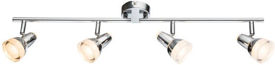 Globo, GLOBO ALASKA LED Strahler Chrom, Kunststoff chrom, Glaskristalle klar, beweglich, LxH:, LED Strahler Chrom 4xLED